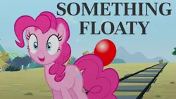 Size: 1920x1080 | Tagged: safe, derpibooru import, edit, edited screencap, editor:quoterific, screencap, pinkie pie, earth pony, pony, three's a crowd, balloon, female, open mouth, solo