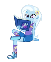 Size: 1024x1255 | Tagged: safe, artist:gmaplay, derpibooru import, trixie, equestria girls, legend of everfree, book, camp everfree, camp everfree outfits, clothes, converse, cute, diatrixes, reading, shoes, simple background, solo, transparent background, vector
