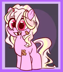 Size: 459x523 | Tagged: safe, artist:smirk, derpibooru import, oc, oc:candy floss, unofficial characters only, pony, bandaid, blank flank, bruised, cute, female, filly, missing teeth, solo