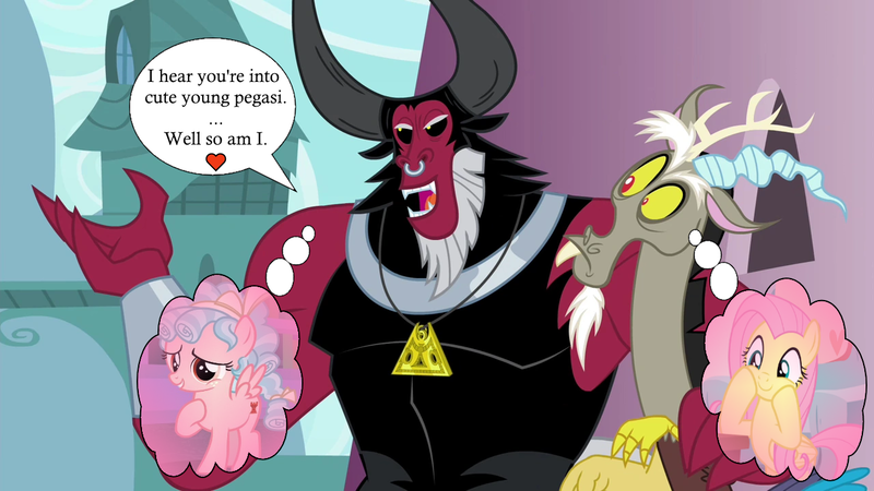 2311362 Suggestive Derpibooru Import Edit Edited Screencap Screencap Cozy Glow Discord Fluttershy Lord Tirek Pegasus Discordant Harmony Twilight S Kingdom What Lies Beneath Age Difference Cropped Female Image Implied Cozirek Implied