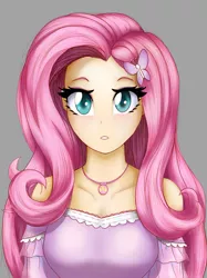 Size: 1024x1366 | Tagged: safe, artist:astevenamedwolf, derpibooru import, fluttershy, equestria girls, bust, female, geode of fauna, magical geodes, portrait, simple background, solo