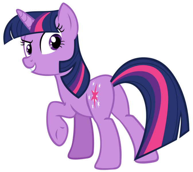 Size: 7583x6759 | Tagged: safe, artist:andoanimalia, derpibooru import, twilight sparkle, pony, unicorn, magical mystery cure, butt, female, grin, looking back, mare, plot, raised hoof, simple background, smiling, solo, transparent background, twibutt, unicorn twilight, vector