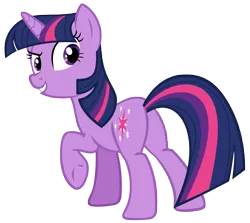 Size: 7583x6759 | Tagged: safe, artist:andoanimalia, derpibooru import, twilight sparkle, pony, unicorn, magical mystery cure, butt, female, grin, looking back, mare, plot, raised hoof, simple background, smiling, solo, transparent background, twibutt, unicorn twilight, vector