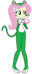 Size: 831x1903 | Tagged: safe, artist:selenaede, artist:super-nick-2001, derpibooru import, fluttershy, cat, equestria girls, animal costume, barely eqg related, base used, cat costume, cat ears, cat luigi, cat tail, catsuit, clothes, costume, crossover, fluttercat, gloves, luigi, nintendo, paws, super mario 3d world, super mario bros.