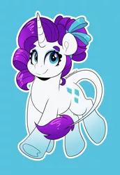 Size: 2748x4000 | Tagged: safe, alternate version, artist:partylikeanartist, derpibooru import, rarity, pony, unicorn, bow, eyebrows, gradient hooves, gradient mane, hair bow, leonine tail, redesign, ribbon, solo, traditional unicorn tail