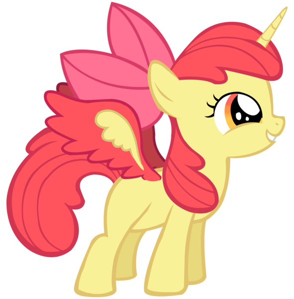 Size: 8059x8200 | Tagged: safe, artist:laszlvfx, derpibooru import, apple bloom, alicorn, pony, absurd resolution, alicornified, blank flank, bloomicorn, race swap, simple background, solo, transparent background, vector