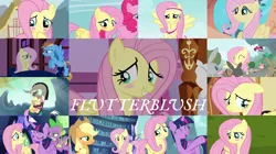 Size: 1974x1109 | Tagged: alicorn, applejack, blushing, derpibooru import, discord, draconequus, edit, edited screencap, editor:quoterific, filli vanilli, flutter brutter, fluttershy, hug, hurricane fluttershy, it ain't easy being breezies, maud pie (episode), pegasus, pinkie pie, rainbow dash, safe, scare master, screencap, spike, suited for success, the super speedy cider squeezy 6000, the ticket master, to where and back again, twilight's castle, twilight sparkle, twilight sparkle (alicorn)