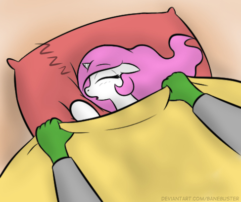 Size: 487x409 | Tagged: safe, artist:banebuster, derpibooru import, princess celestia, oc, oc:anon, alicorn, human, pony, series:tiny tia, blanket, cewestia, cute, cutelestia, female, filly, onomatopoeia, pillow, pink-mane celestia, sleeping, sound effects, sweet dreams fuel, tucking in, younger, zzz