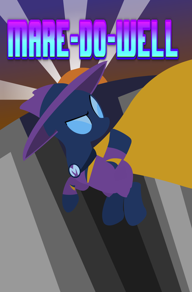 Size: 1297x1969 | Tagged: safe, artist:thunder-blur, derpibooru import, mare do well, earth pony, comic cover, lineless art, simple background, solo, superhero