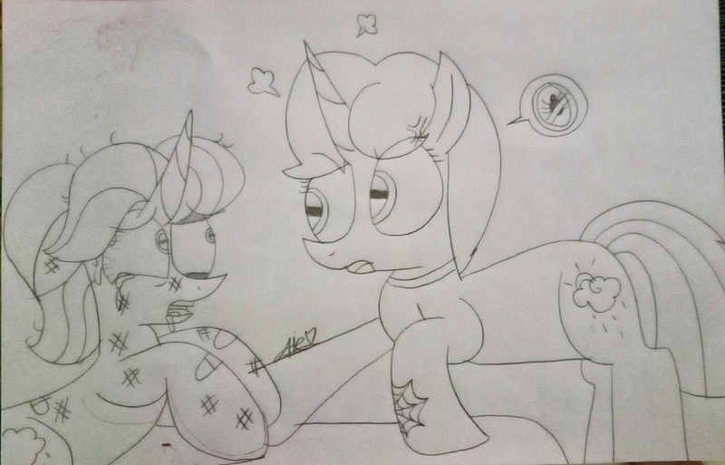 Size: 3360x2156 | Tagged: safe, artist:muhammad yunus, derpibooru import, november rain, spring rain, pony, unicorn, rain siblings, abuse, bad, brother and sister, duo, female, friendship student, male, mare, no, open mouth, pencil drawing, siblings, traditional art, upset