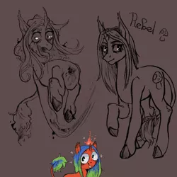 Size: 2048x2048 | Tagged: safe, artist:karamboll, derpibooru import, oc, oc:rebel, alien, monster pony, pony, unicorn, advertisement, commission, sketch, solo