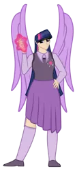 Size: 2700x6000 | Tagged: alicorn, artist:cyril_deroach, art pack:equestria humanized project, clothes, cutie mark, cutie mark on clothes, derpibooru import, female, human, humanized, magic, safe, simple background, solo, transparent background, twilight sparkle, twilight sparkle (alicorn), winged humanization, wings