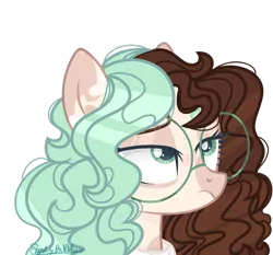 Size: 1280x1195 | Tagged: safe, artist:mlpsportybubbles, derpibooru import, oc, oc:mint chip, earth pony, pony, female, glasses, mare, simple background, solo, transparent background