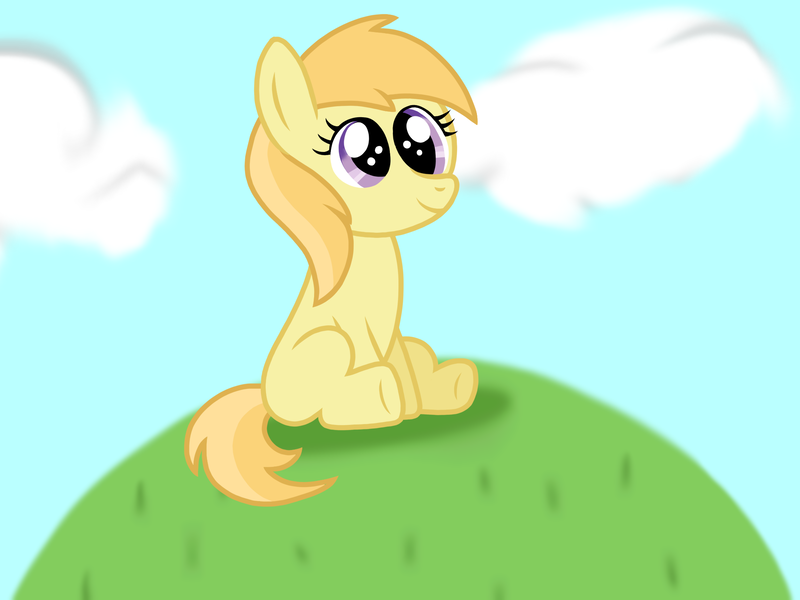 Size: 2048x1536 | Tagged: safe, artist:tangerinetwime, derpibooru import, noi, earth pony, pony, cloud, cute, female, filly, grass, hill, noiabetes, redraw, shadow, simple background, sitting, smiling, white background