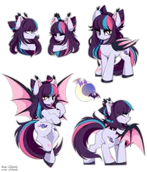 Size: 4371x5115 | Tagged: safe, artist:xsatanielx, derpibooru import, oc, oc:sugar night, bat pony, pony, bat pony oc, bat wings, female, wings