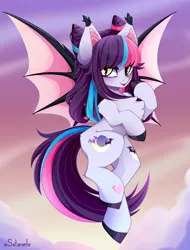 Size: 3960x5198 | Tagged: safe, artist:xsatanielx, derpibooru import, oc, oc:sugar night, bat pony, pony, bat pony oc, bat wings, female, wings