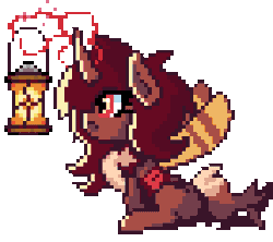 Size: 288x256 | Tagged: safe, artist:bitassembly, derpibooru import, oc, oc:flechette, unofficial characters only, changeling, insect, moth, mothling, original species, animated, horn, lamp, leaning forward, magic, magic aura, pixel art, red changeling, simple background, sitting, species swap, transparent background, wings