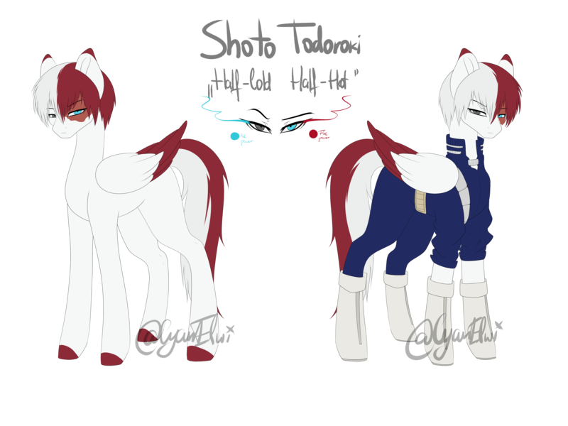 Size: 4000x3000 | Tagged: safe, artist:minelvi, derpibooru import, ponified, pegasus, pony, clothes, colored hooves, heterochromia, male, my hero academia, reference sheet, shoto todoroki, signature, simple background, sombra eyes, stallion, transparent background