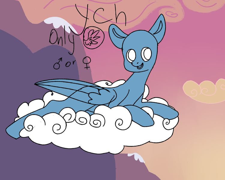 Size: 2500x2000 | Tagged: safe, artist:lowname, derpibooru import, oc, unofficial characters only, pegasus, pony, bald, cloud, lying down, mountain, on a cloud, outdoors, pegasus oc, prone, solo, wings