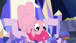 Size: 839x473 | Tagged: suggestive, artist:anthonygoody, derpibooru import, edit, edited screencap, screencap, pinkie pie, anthro, earth pony, pony, the lost treasure of griffonstone, 1000 hours in ms paint, feet, female, fetish, foot fetish, soles, solo, toes