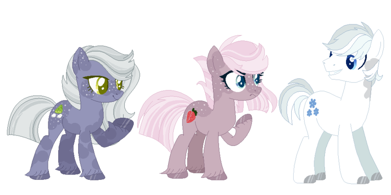 Size: 1000x500 | Tagged: safe, artist:choisky13, deleted from derpibooru, derpibooru import, double diamond, limestone pie, oc, oc:strawberry pie, earth pony, alternate design, offspring, parents:limediamond