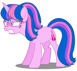 Size: 1314x1210 | Tagged: safe, artist:muhammad yunus, derpibooru import, oc, oc:hsu amity, pony, unicorn, alternate cutie mark, angry, base used, female, glasses, gritted teeth, mare, missing wing, no clothes, not twilight sparkle, simple background, solo, teeth, transparent background, upset