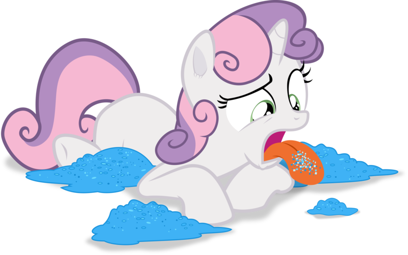 Size: 6001x3759 | Tagged: safe, artist:frownfactory, derpibooru import, sweetie belle, pony, unicorn, for whom the sweetie belle toils, blank flank, blech, female, filly, horn, simple background, solo, tongue out, transparent background, vector