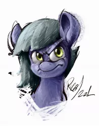 Size: 1101x1407 | Tagged: safe, artist:rigbyh00ves, derpibooru import, limestone pie, earth pony, pony, angry, bust, female, frown, looking at you, mare, portrait, simple background, solo, white background