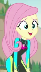 Size: 341x598 | Tagged: safe, derpibooru import, screencap, fluttershy, aww... baby turtles, equestria girls, equestria girls series, clothes, cropped, geode of fauna, magical geodes, solo, swimsuit, wetsuit
