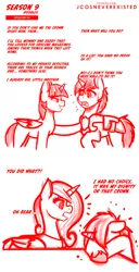 Size: 800x1562 | Tagged: safe, artist:jcosneverexisted, derpibooru import, princess cadance, shining armor, twilight sparkle, twilight sparkle (alicorn), alicorn, pony, sparkle's seven, blackmail, dialogue, female, male, mare, season 9 doodles, stallion, text