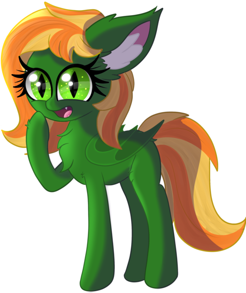 Size: 2314x2762 | Tagged: safe, artist:windy-pony, derpibooru import, oc, oc:emerald grace, bat pony, pony, bat pony oc, bat wings, ear fluff, female, laughing, mare, simple background, solo, transparent background, wings