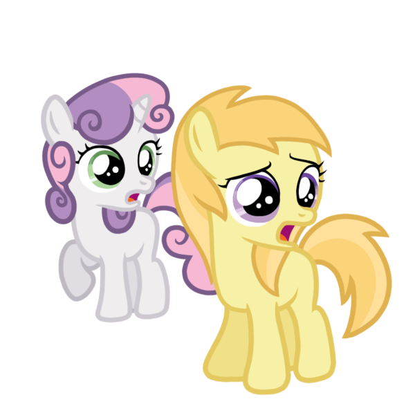 Size: 768x768 | Tagged: safe, artist:tangerinetwime, derpibooru import, noi, sweetie belle, earth pony, pony, unicorn, simple ways, .ai available, .svg available, appalled, duo, duo female, female, filly, noishock, open mouth, raised hoof, shocked, svg, sweetieshock, vector