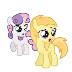 Size: 768x768 | Tagged: safe, artist:tangerinetwime, derpibooru import, noi, sweetie belle, earth pony, pony, unicorn, simple ways, .ai available, .svg available, appalled, duo, duo female, female, filly, noishock, open mouth, raised hoof, shocked, svg, sweetieshock, vector