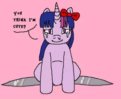 Size: 662x543 | Tagged: safe, artist:theedgyduck, derpibooru import, twilight sparkle, pony, unicorn, 1000 hours in ms paint, bow, bronybait, crying, dialogue, female, looking at you, mare, scissor blade, scissor twilight, sitting, solo, talking, talking to viewer, tears of joy, unicorn twilight