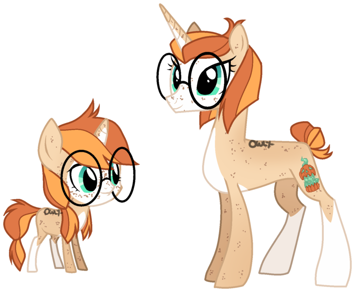 Size: 1612x1327 | Tagged: safe, artist:owl-clockwork, derpibooru import, oc, oc:pumpkin patch, pony, female, filly, glasses, magical lesbian spawn, mare, offspring, parent:applejack, parent:fleur-de-lis, parents:fleurjack, simple background, solo, transparent background