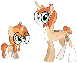 Size: 1612x1327 | Tagged: safe, artist:owl-clockwork, derpibooru import, oc, oc:pumpkin patch, pony, female, filly, glasses, magical lesbian spawn, mare, offspring, parent:applejack, parent:fleur-de-lis, parents:fleurjack, simple background, solo, transparent background