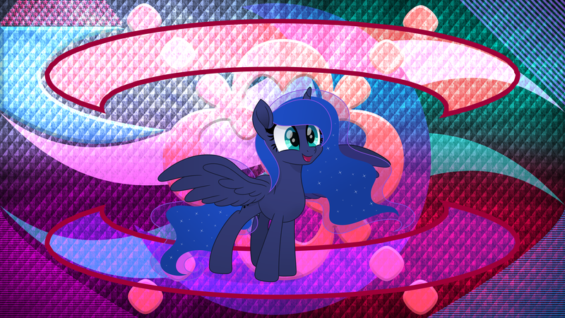 Size: 7680x4320 | Tagged: safe, artist:laszlvfx, artist:pumpkinpieforlife, derpibooru import, edit, princess luna, pony, abstract background, absurd file size, absurd resolution, cute, female, lunabetes, mare, missing accessory, solo, wallpaper, wallpaper edit