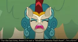 Size: 1270x695 | Tagged: a kirin tale, angry, bronybait, caption, derpibooru import, imminent nirik, implied princess celestia, kirin, meta, oc, oc:anon, open mouth, rain shine, safe, screaming, screencap, solo, sounds of silence, text