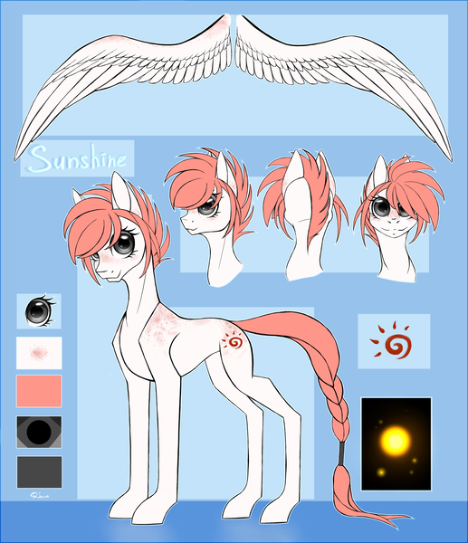 Size: 4719x5472 | Tagged: safe, artist:shkura2011, derpibooru import, oc, oc:sunshine, earth pony, pony, absurd resolution, female, mare, reference sheet, solo