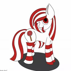 Size: 2048x2048 | Tagged: safe, artist:lewdielewd, derpibooru import, oc, oc:lollipopsocks, earth pony, pony, candy, clothes, food, lollipop, looking at you, monochrome, one eye closed, shadow, socks, solo, wink, winking at you