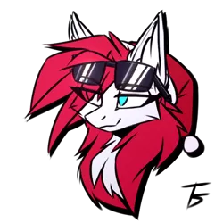 Size: 512x512 | Tagged: safe, artist:thefunnysmile, derpibooru import, oc, oc:red top, pony, bust, chest fluff, christmas, ear fluff, hat, holiday, portrait, santa hat, smiling, smirk, solo, sunglasses