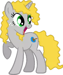 Size: 374x443 | Tagged: safe, artist:bronybase, artist:pegasski, derpibooru import, oc, unofficial characters only, pony, unicorn, base used, eyelashes, female, freckles, horn, looking back, mare, open mouth, raised hoof, simple background, smiling, solo, transparent background, unicorn oc, vector