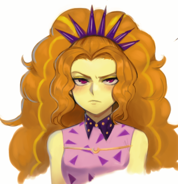 Size: 691x714 | Tagged: safe, artist:nairdags, derpibooru import, adagio dazzle, equestria girls, adagio is not amused, alternate costumes, annoyed, bust, female, looking at you, simple background, tsundagio, tsundere, unamused, white background