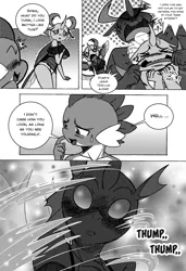 Size: 1500x2192 | Tagged: anthro, artist:boastudio, blushing, breasts, busty queen mesosoma, changedling, changeling, clothes, comic, comic:hooves & fins, derpibooru import, dialogue, digital art, dragon, female, king thorax, lingerie, male to female, mesosoma, ocellus, pharynx, prince pharynx, queen mesosoma, rule 63, spike, suggestive, thorax, transformation, transgender transformation