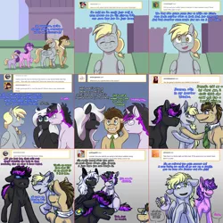 Size: 2254x2254 | Tagged: safe, artist:dapper-shiga, artist:kitsune-kira, derpibooru import, amethyst star, derpy hooves, dinky hooves, doctor whooves, time turner, oc, oc:aurora, oc:pierce, oc:warden, pony, unicorn, lovestruck derpy