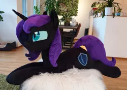 Size: 1621x1149 | Tagged: safe, artist:epicrainbowcrafts, derpibooru import, oc, oc:nyx, alicorn, pony, adult, irl, photo, plushie, solo, wingless