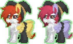 Size: 352x214 | Tagged: safe, artist:dives, derpibooru import, oc, unofficial characters only, braixen, pony, pony town, female, hat, pixel art, pokémon, simple background, transparent background