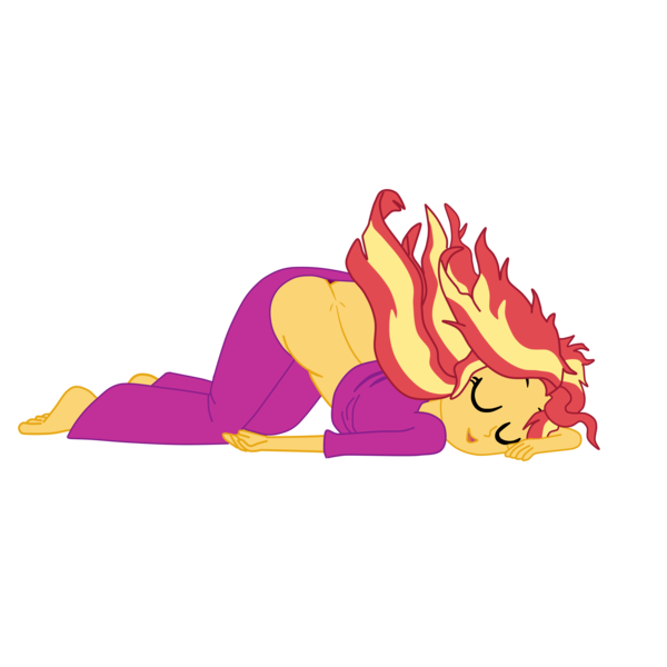 Size: 2952x2952 | Tagged: suggestive, artist:gmaplay, derpibooru import, sunset shimmer, eqg summertime shorts, equestria girls, monday blues, ass, ass up, bunset shimmer, butt, buttcrack, face down ass up, female, sleeping, solo