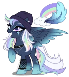 Size: 1000x1110 | Tagged: safe, artist:gihhbloonde, derpibooru import, oc, pegasus, pony, base used, choker, female, heterochromia, hoof fluff, magical lesbian spawn, mare, offspring, parent:night glider, parent:rainbow dash, parents:nightdash, simple background, solo, spiked choker, transparent background