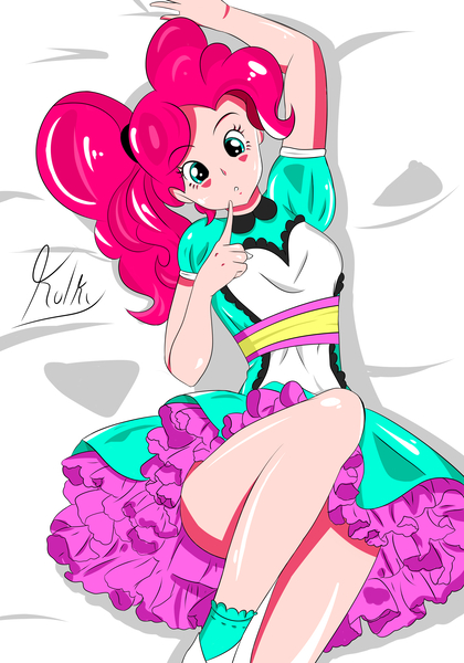 Size: 3500x5000 | Tagged: suggestive, artist:kulkry, derpibooru import, pinkie pie, equestria girls, anime style, breasts, busty pinkie pie, female, legs, server pinkie pie, solo, solo female